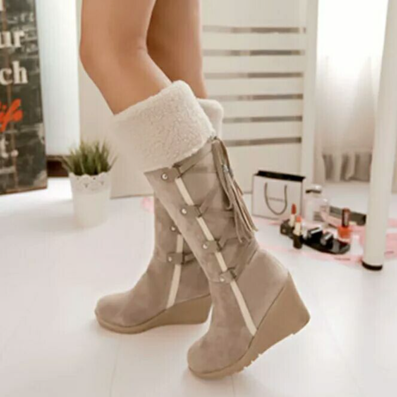 Cozy Snow Boots Women With Wedge Heel 0