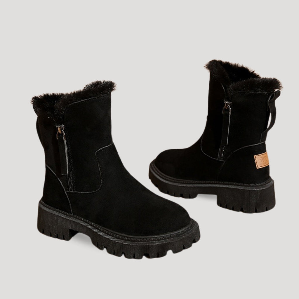 Effortless Black Ankle Boots With Faux Fur Lining 4