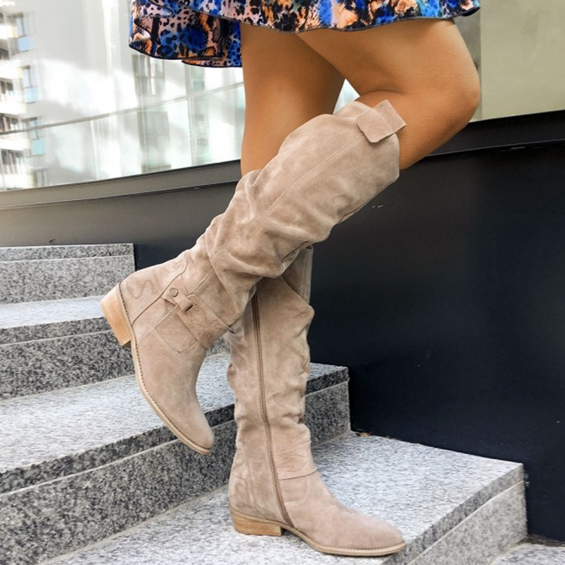 Effortless Black Knee High Boots With Strap Detail 0