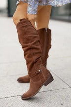 Effortless Black Knee High Boots With Strap Detail 2