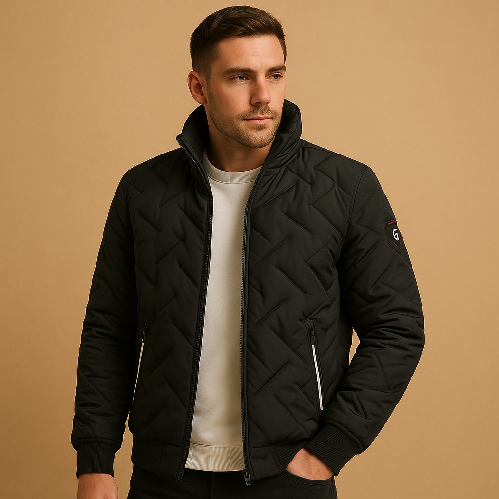 Effortless Black Puffer Jacket Classic Fit 0