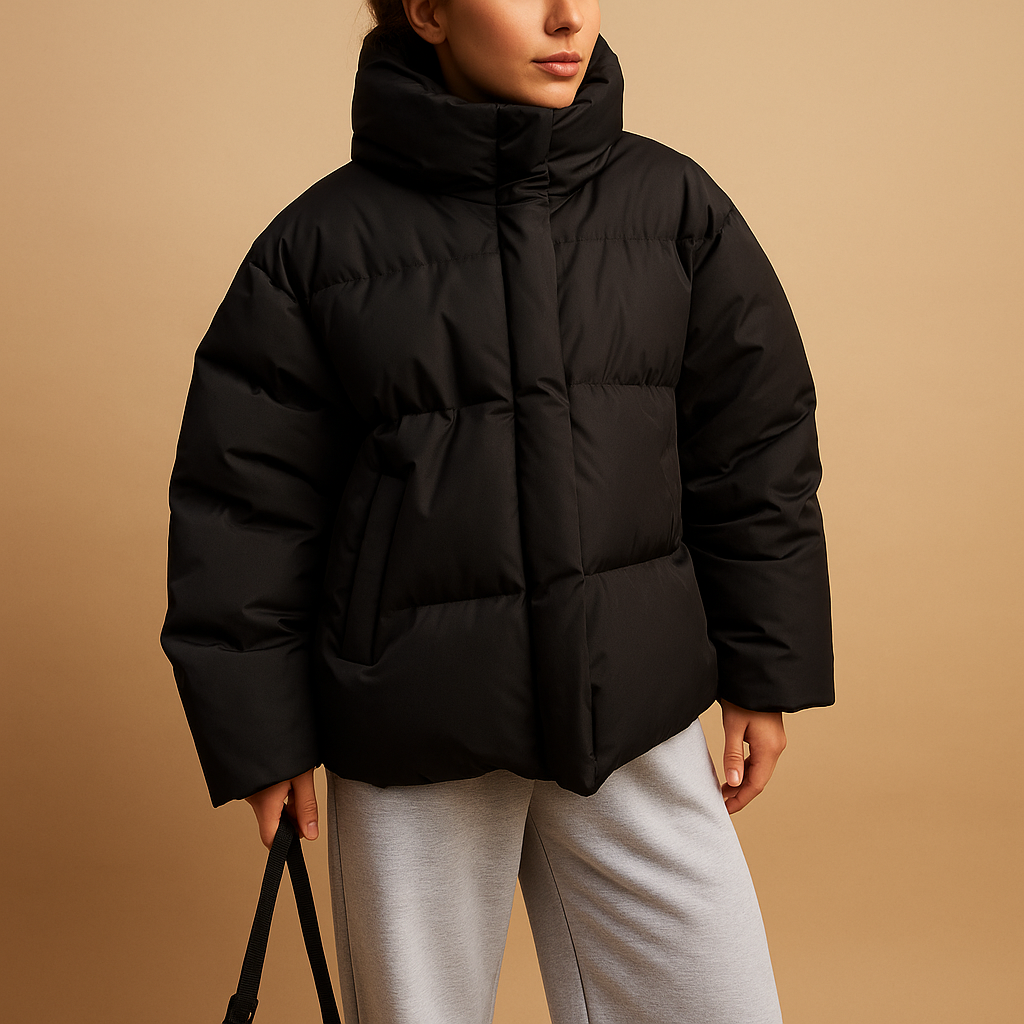 Effortless Black Puffer Jacket for Women 2