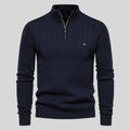 Effortless Half Zip Men's Sweater With Ribbed Detail 0