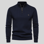 Effortless Half Zip Men's Sweater With Ribbed Detail 0