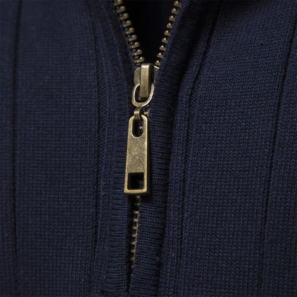 Effortless Half Zip Men's Sweater With Ribbed Detail 1