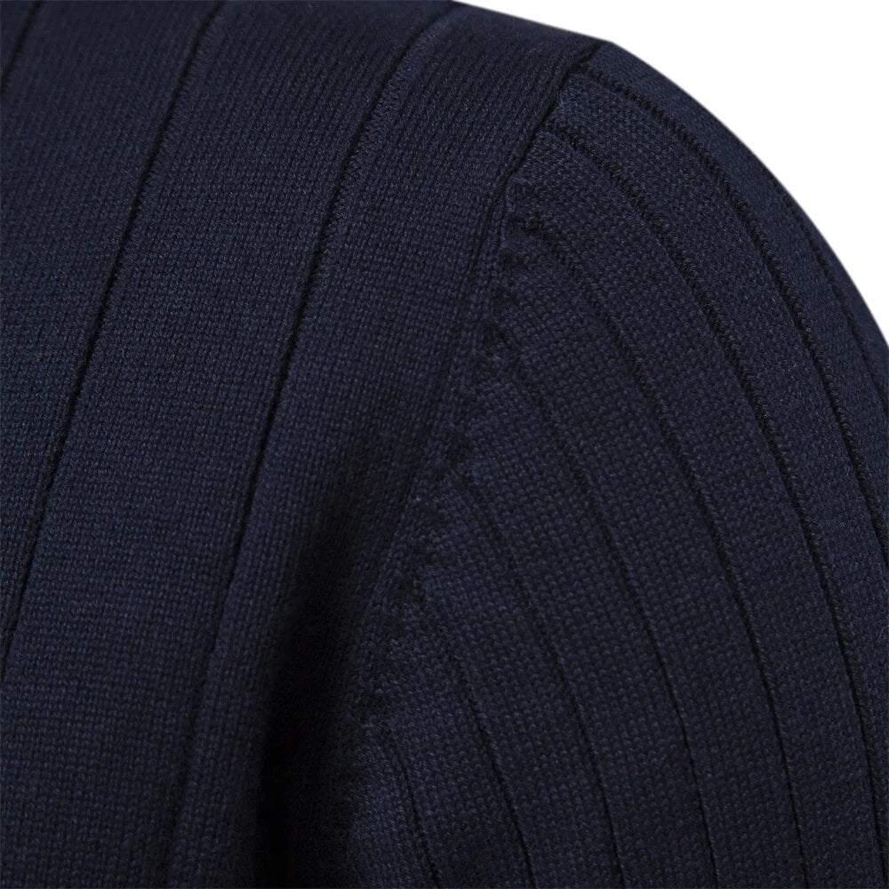 Effortless Half Zip Men's Sweater With Ribbed Detail 2
