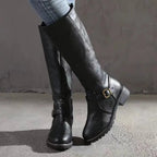 Effortless Knee High Boots With Buckle Detail 1
