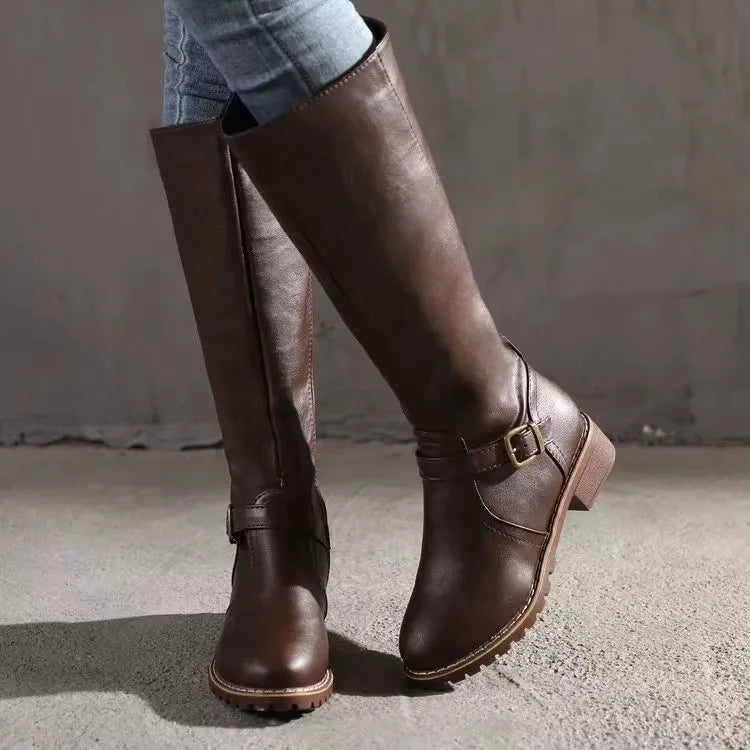 Effortless Knee High Boots With Buckle Detail 3