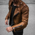 Effortless Leather Biker Jacket With Quilted Design 0