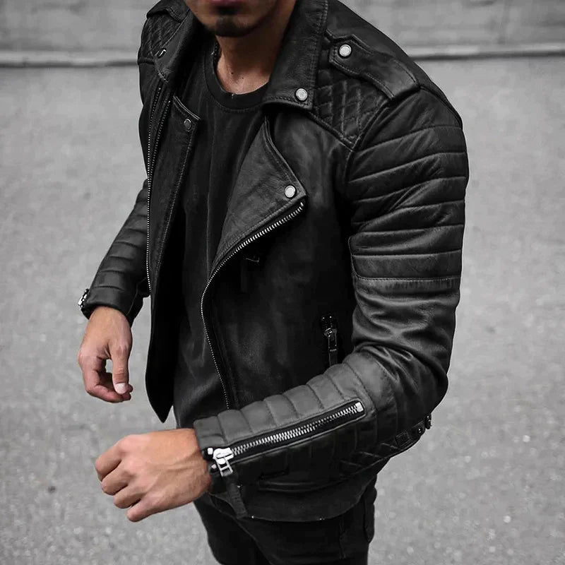 Effortless Leather Biker Jacket With Quilted Design 1