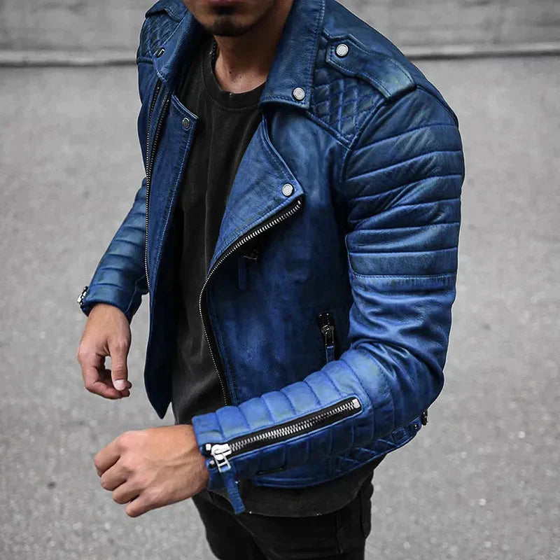 Effortless Leather Biker Jacket With Quilted Design 2