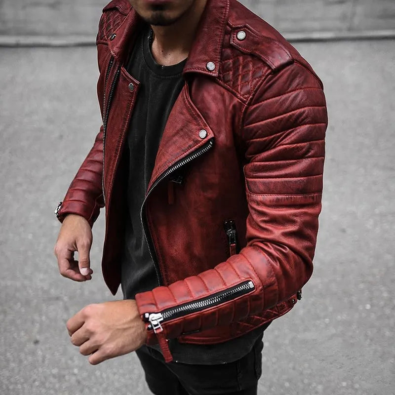 Effortless Leather Biker Jacket With Quilted Design 3