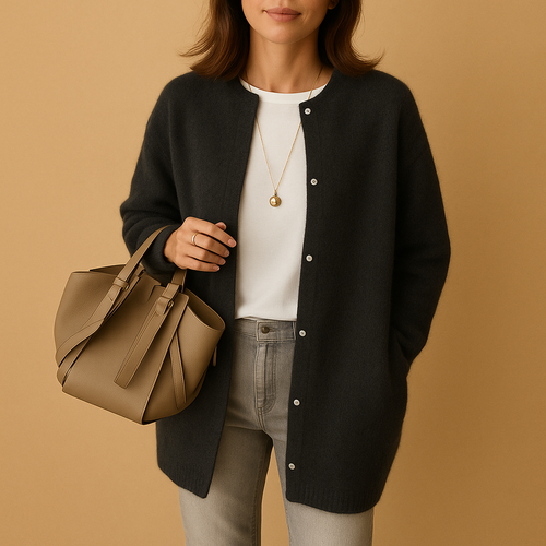 Effortless Long Cardigan With Front Buttons 1
