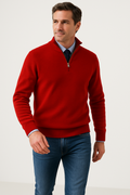 Effortless Men's Half Zip Sweater With Structured Fit 0