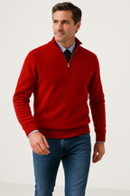 Effortless Men's Half Zip Sweater With Structured Fit 0