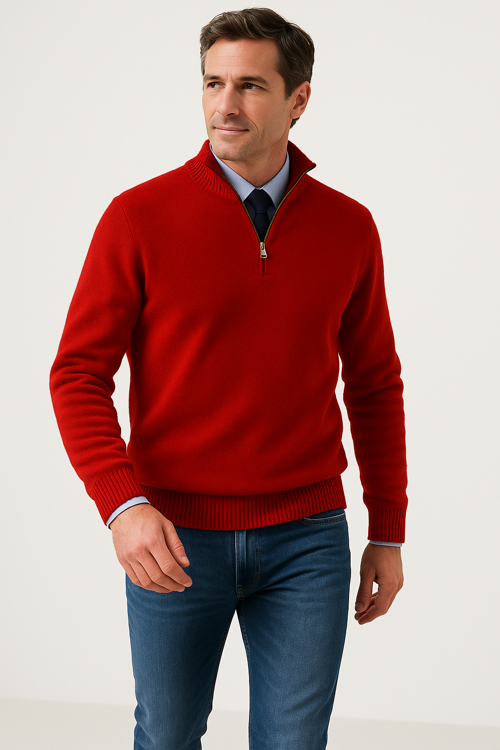 Effortless Men's Half Zip Sweater With Structured Fit 0
