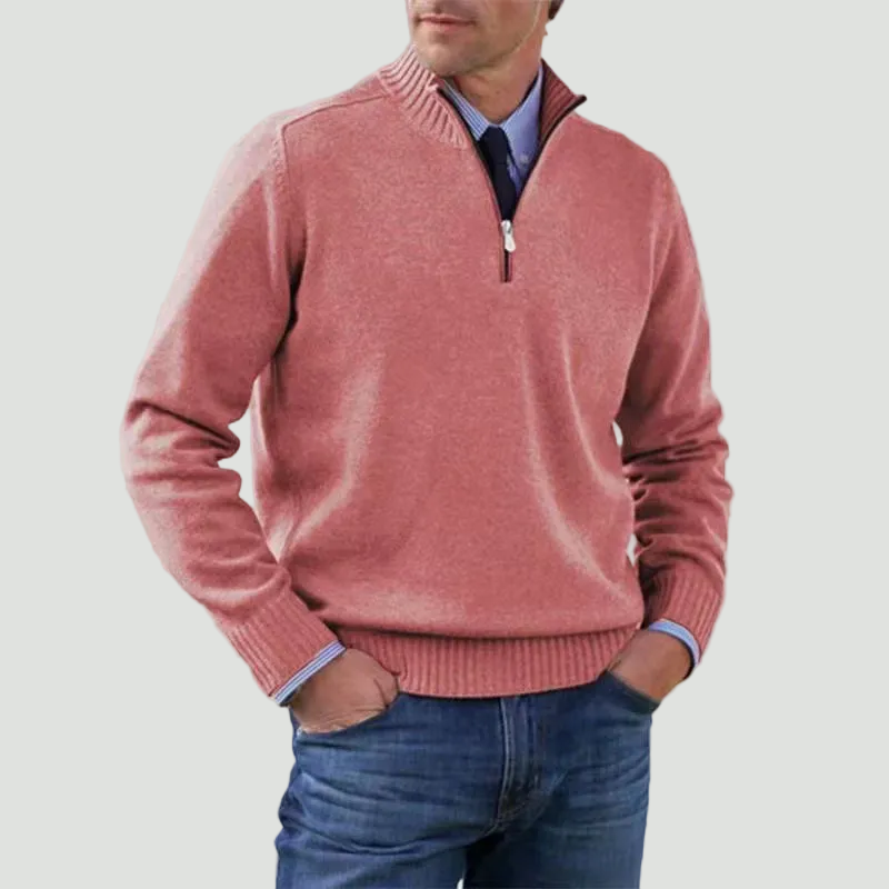 Effortless Men's Half Zip Sweater With Structured Fit 1
