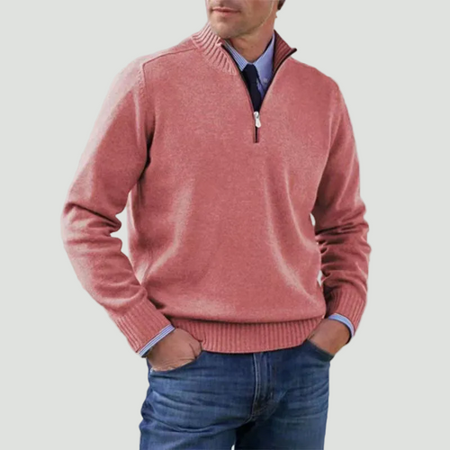 Effortless Men's Half Zip Sweater With Structured Fit 1