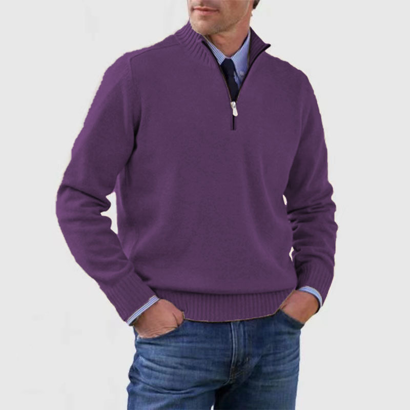 Effortless Men's Half Zip Sweater With Structured Fit 10