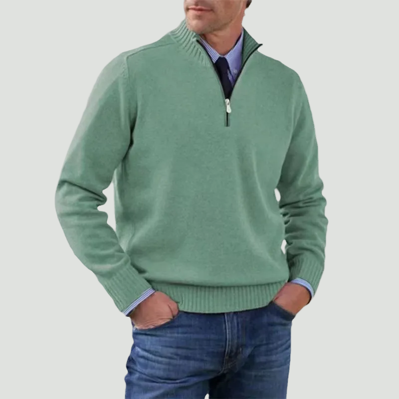 Effortless Men's Half Zip Sweater With Structured Fit 11