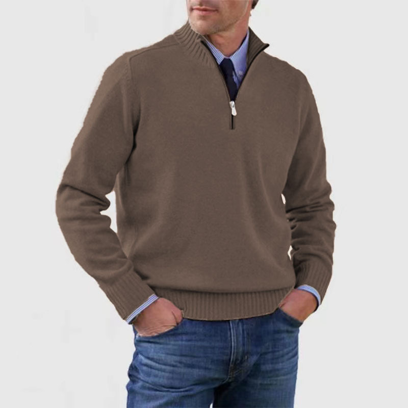 Effortless Men's Half Zip Sweater With Structured Fit 12