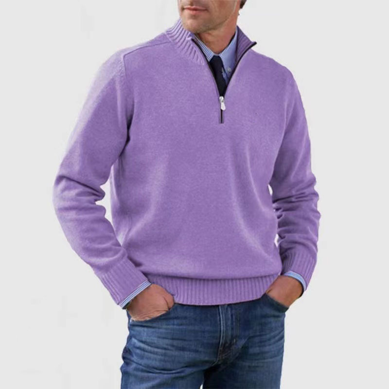 Effortless Men's Half Zip Sweater With Structured Fit 13
