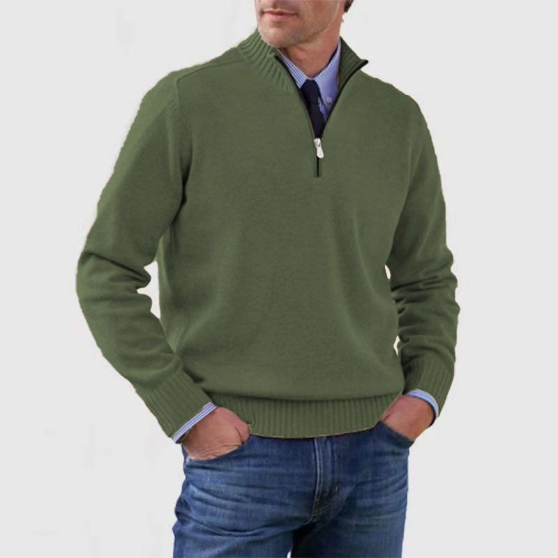 Effortless Men's Half Zip Sweater With Structured Fit 14