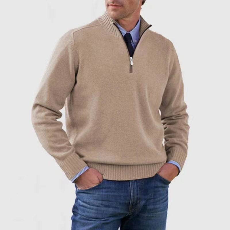Effortless Men's Half Zip Sweater With Structured Fit 15