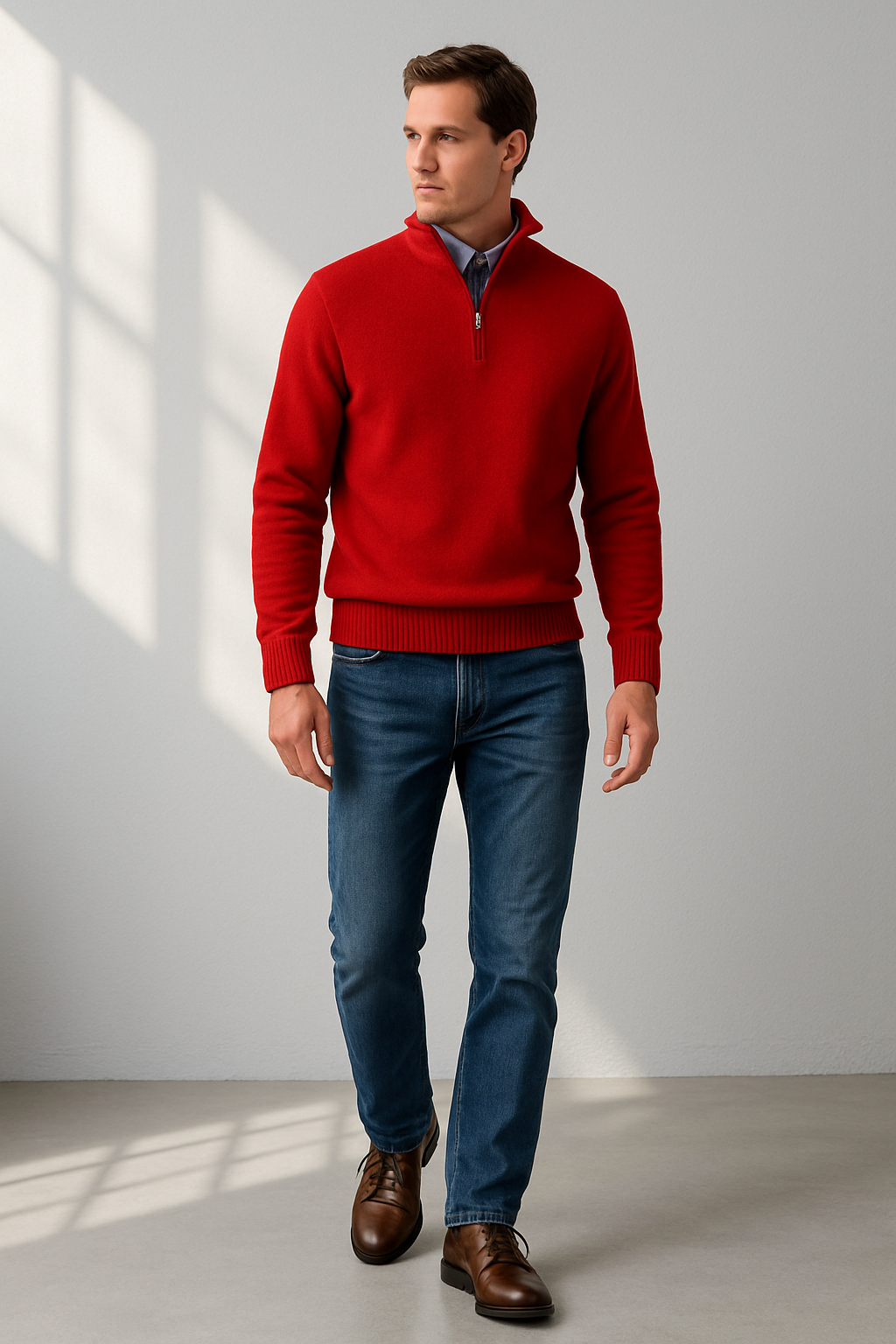 Effortless Men's Half Zip Sweater With Structured Fit 2