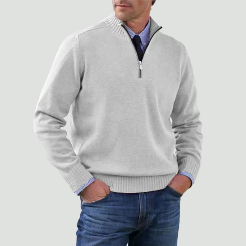 Effortless Men's Half Zip Sweater With Structured Fit 7