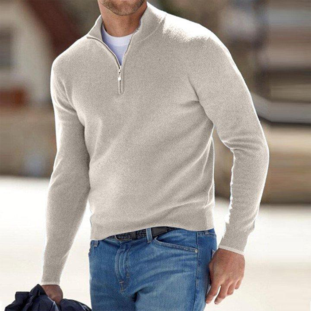Effortless Men's Half Zip Sweater, Relaxed Fit 1
