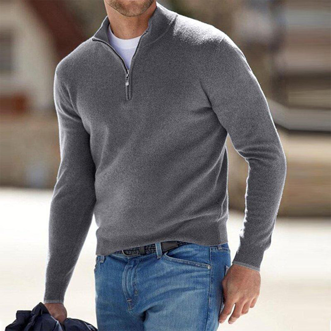 Effortless Men's Half Zip Sweater, Relaxed Fit 2