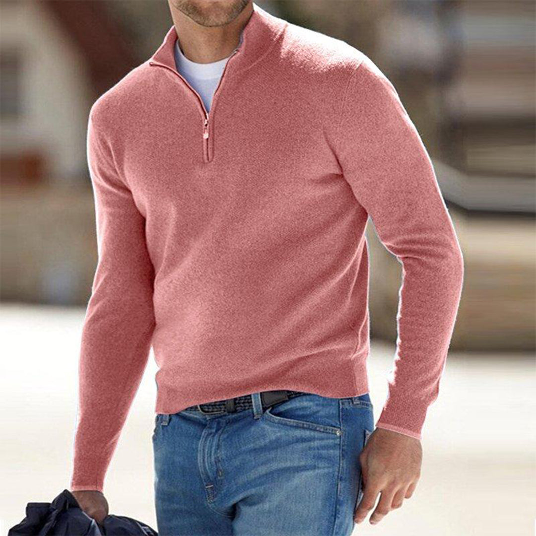 Effortless Men's Half Zip Sweater, Relaxed Fit 3