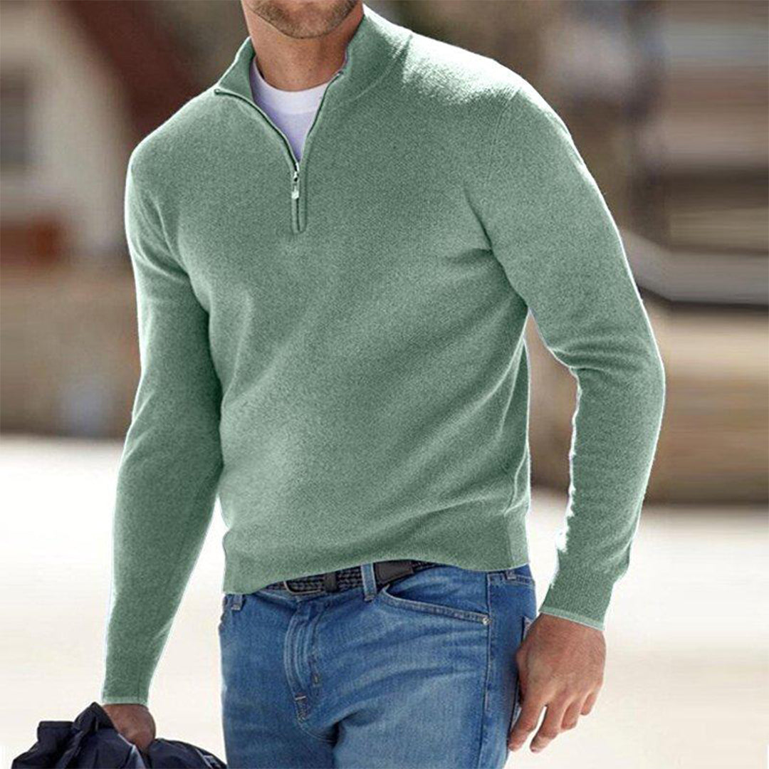 Effortless Men's Half Zip Sweater, Relaxed Fit 4