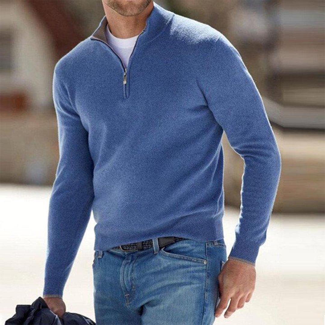 Effortless Men's Half Zip Sweater, Relaxed Fit 5