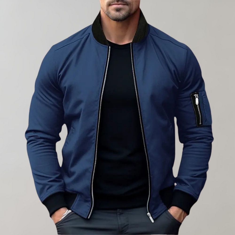Effortless Men's Jacket Slim Fit Zip-Up Bomber 0