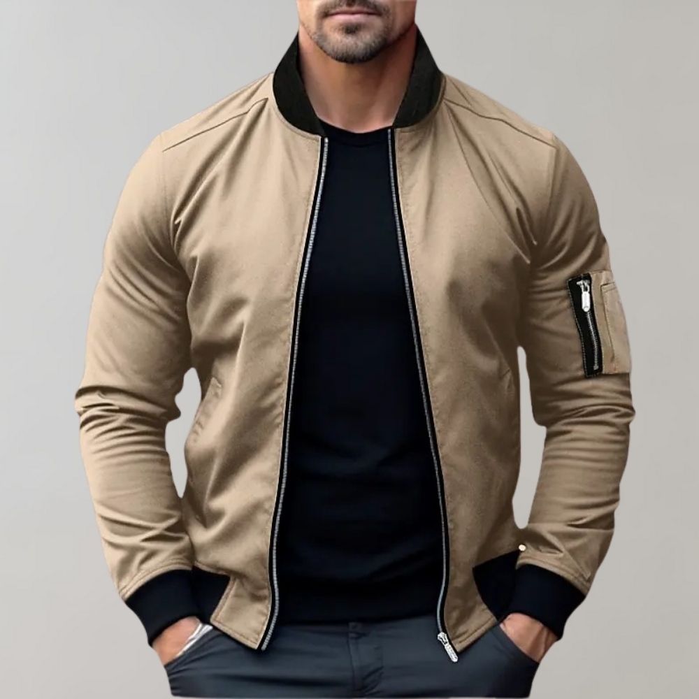 Effortless Men's Jacket Slim Fit Zip-Up Bomber 1