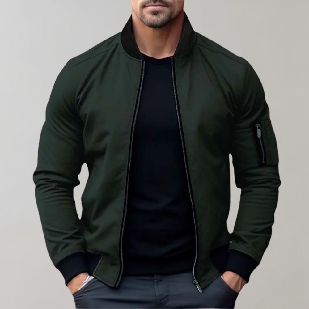 Effortless Men's Jacket Slim Fit Zip-Up Bomber 3