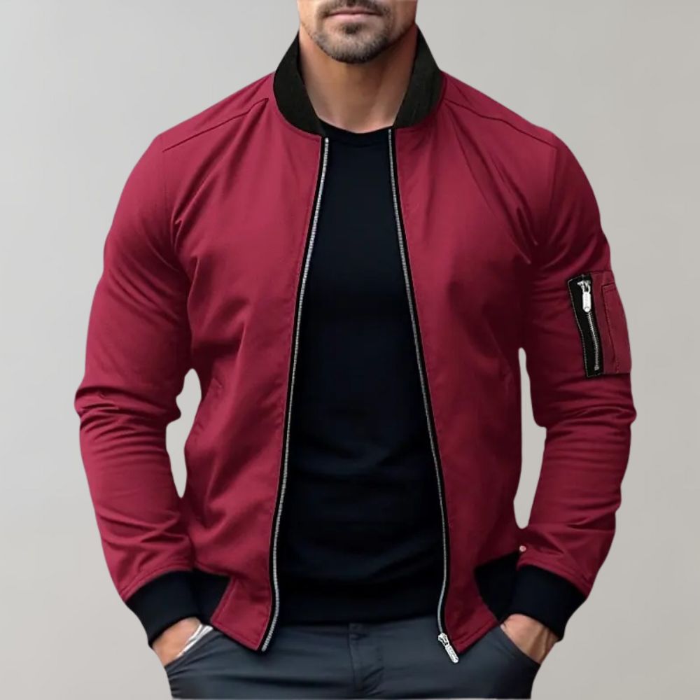 Effortless Men's Jacket Slim Fit Zip-Up Bomber 4