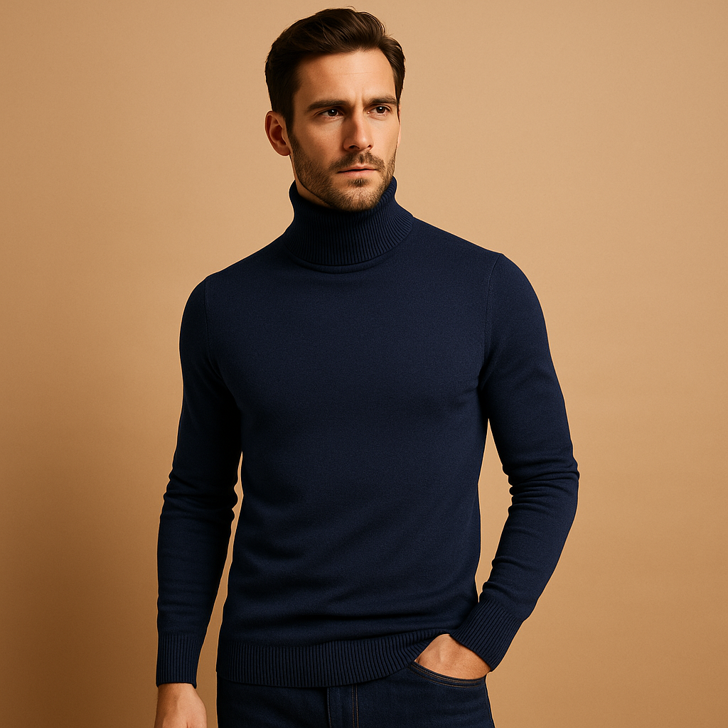 Effortless Men's Jumper Slim Fit Turtleneck Knitwear 0