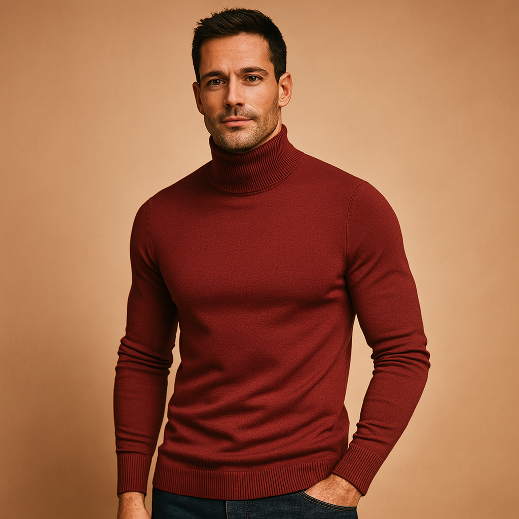 Effortless Men's Jumper Slim Fit Turtleneck Knitwear 2