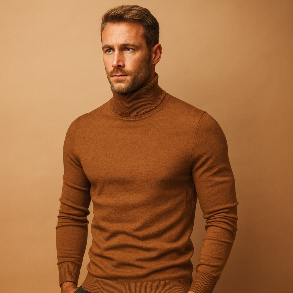 Effortless Men's Jumper Slim Fit Turtleneck Knitwear 3