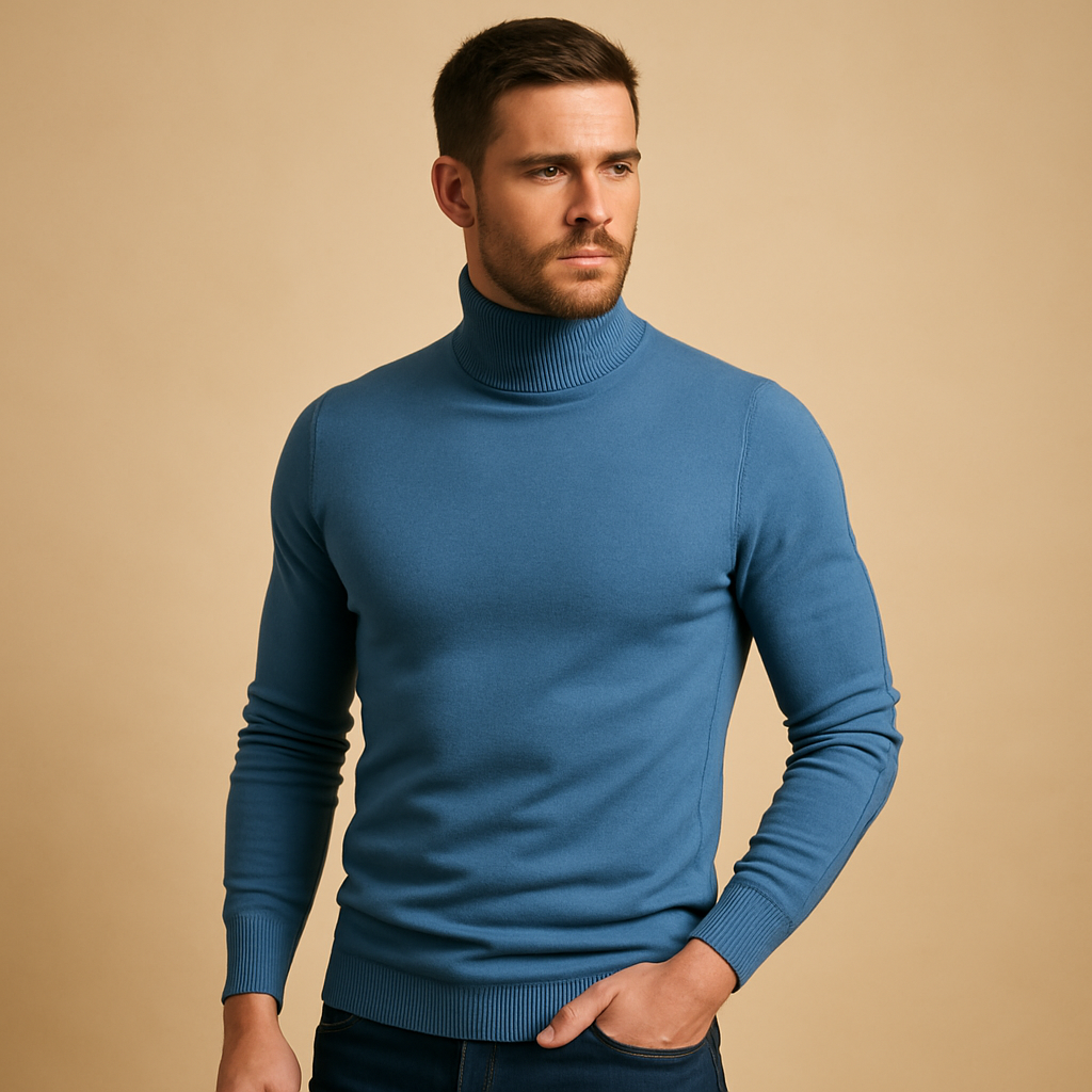 Effortless Men's Jumper Slim Fit Turtleneck Knitwear 4