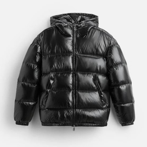 Effortless Men's Puffer Jacket With Structured Hood 0