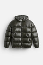 Effortless Men's Puffer Jacket With Structured Hood 1