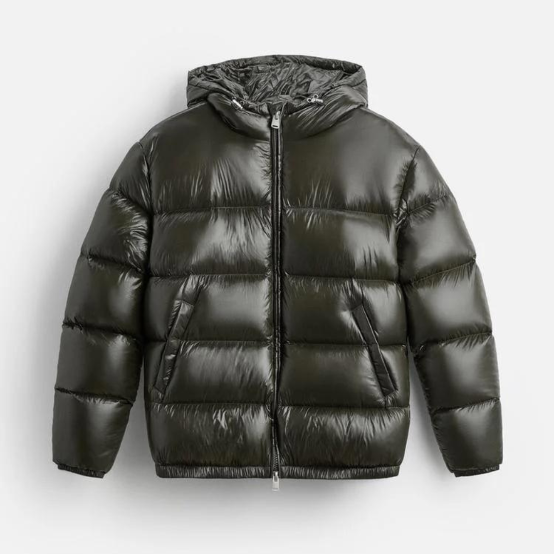 Effortless Men's Puffer Jacket With Structured Hood 6