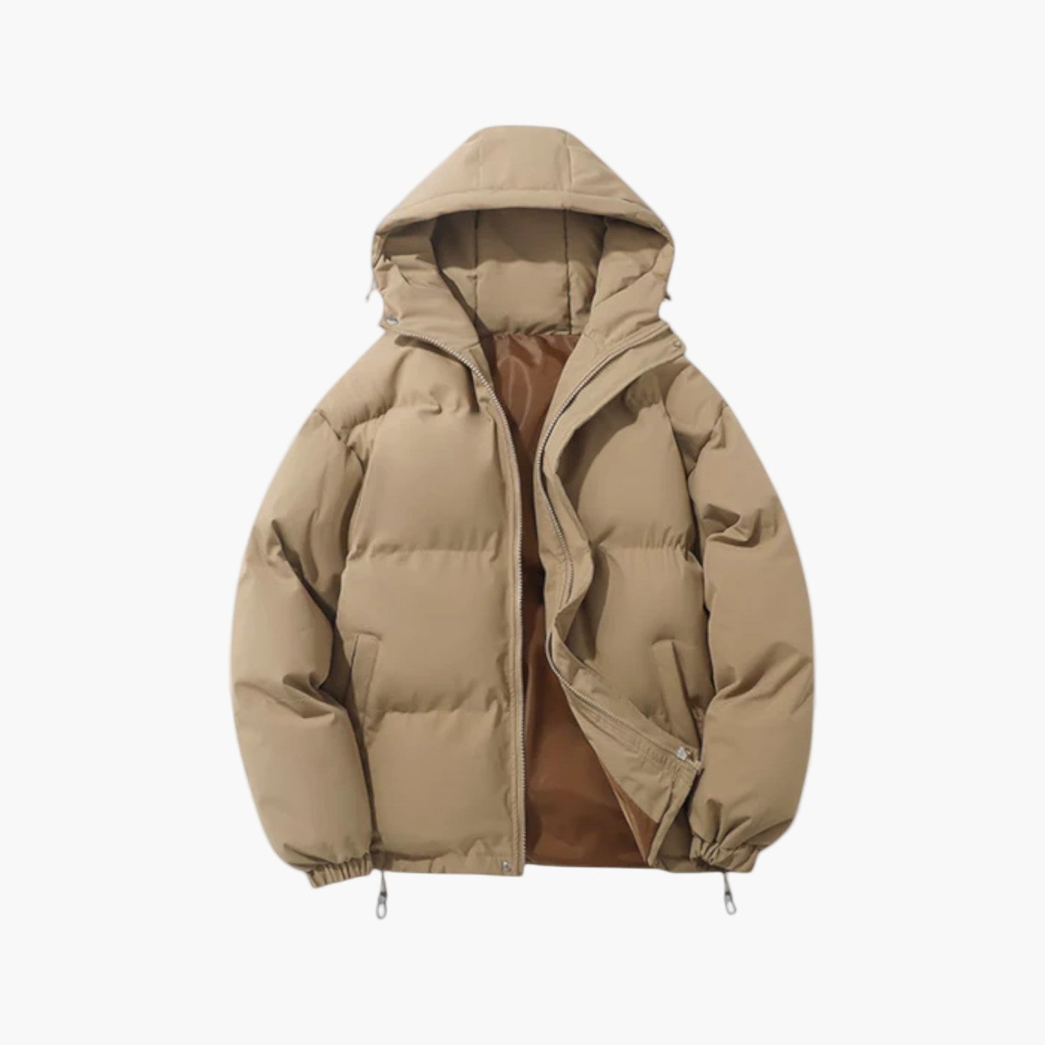 Effortless Men's Puffer Jacket, Hooded, Relaxed Fit 0