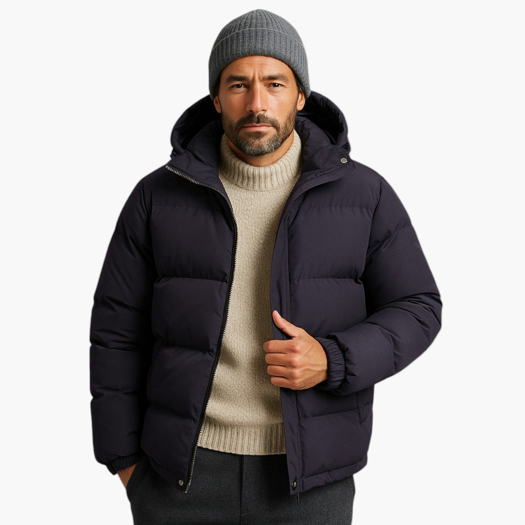 Effortless Men's Puffer Jacket, Hooded, Relaxed Fit 3