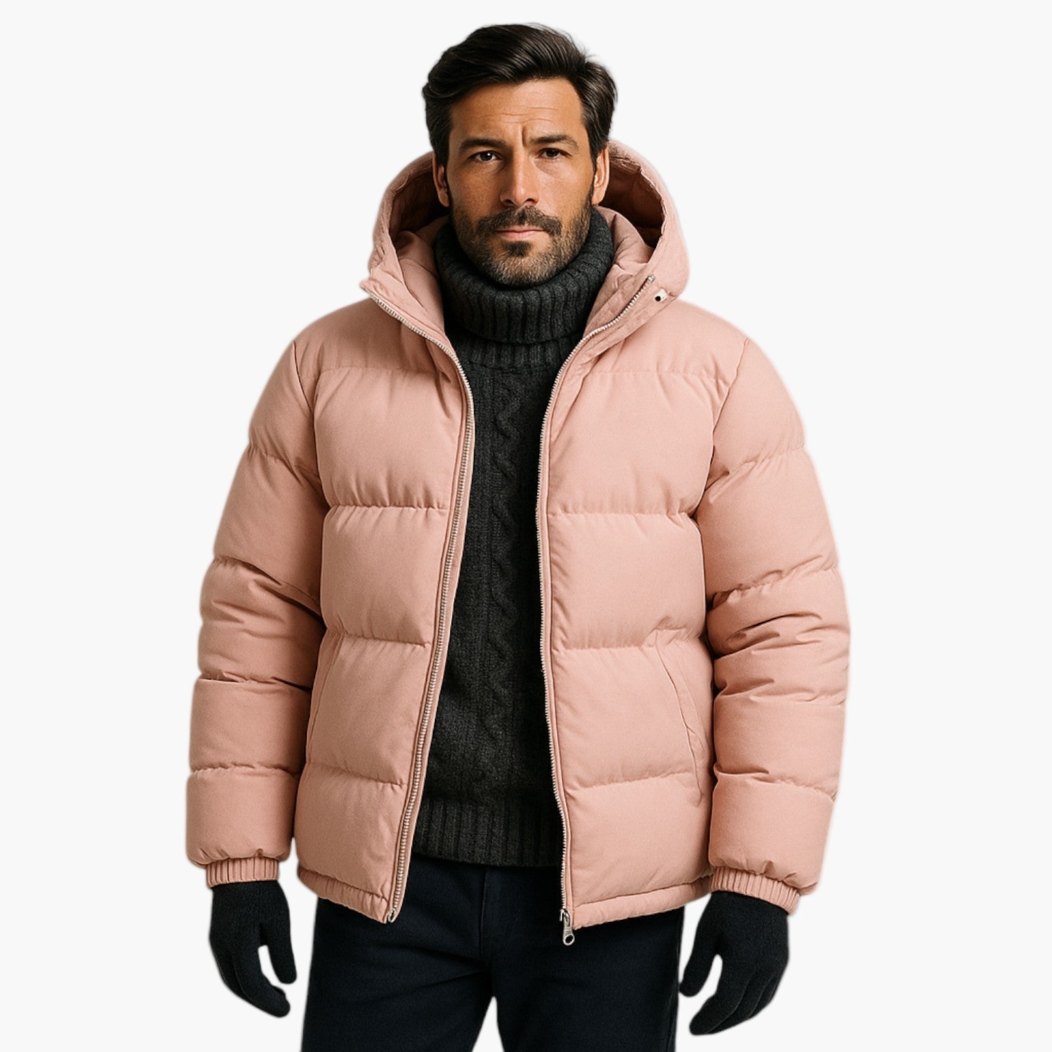 Effortless Men's Puffer Jacket, Hooded, Relaxed Fit 5