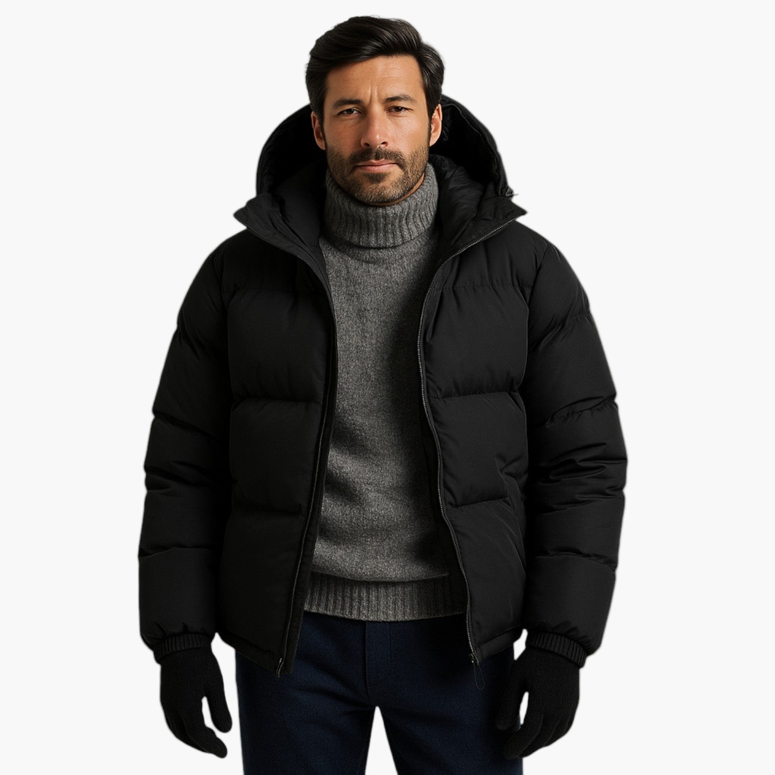 Effortless Men's Puffer Jacket, Hooded, Relaxed Fit 7